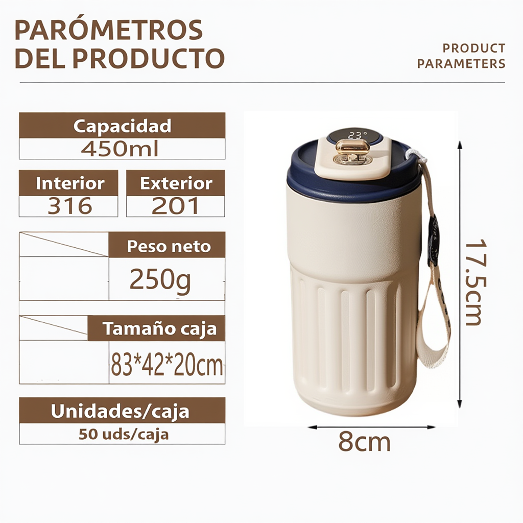 Termo inteligente con display de temperatura